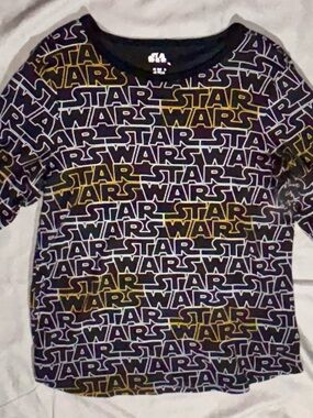 Star Wars Black and Yellow Logo Allover Women's Top Size Large?